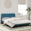 Cama Matrimonial | Cama Para Adultos | Estructura De Cama Con Cabecero Terciopelo Azul 140x190 Cm Cfw71860