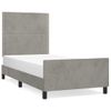 Cama Individual | Cama Para Adultos | Estructura De Cama Con Cabecero Terciopelo Gris Claro 80x200 Cm Cfw587451