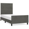 Cama Individual | Cama Para Adultos | Estructura De Cama Con Cabecero Terciopelo Gris Oscuro 80x200cm Cfw725536