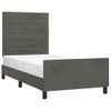 Cama Individual | Cama Para Adultos | Estructura De Cama Con Cabecero Terciopelo Gris Oscuro 80x200cm Cfw725536