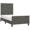 Cama Individual | Cama Para Adultos | Estructura De Cama Con Cabecero Terciopelo Gris Oscuro 80x200cm Cfw319760