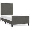 Cama Individual | Cama Para Adultos | Estructura De Cama Con Cabecero Terciopelo Gris Oscuro 80x200cm Cfw828684