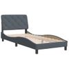 Cama Individual | Cama Para Adultos | Estructura De Cama Con Cabecero Terciopelo Gris Oscuro 90x190cm Cfw43323