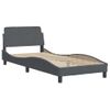 Cama Individual | Cama Para Adultos | Estructura De Cama Con Cabecero Terciopelo Gris Oscuro 90x190cm Cfw43323