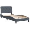 Cama Individual | Cama Para Adultos | Estructura De Cama Con Cabecero Terciopelo Gris Oscuro 90x200cm Cfw44896