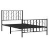 Cama Individual | Cama Para Adultos | Estructura De Cama Con Cabecero Y Estribo Metal Negro 100x200cm Cfw525579