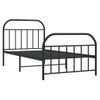 Cama Individual | Cama Para Adultos | Estructura De Cama Con Cabecero Y Estribo Metal Negro 107x203cm Cfw332533