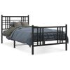 Cama Para Adulto | Cama Individual | Estructura De Cama Con Cabecero Y Estribo Metal Negro 107x203cm Cfw337985