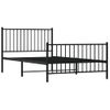 Cama Individual | Cama Para Adultos | Estructura De Cama Con Cabecero Y Estribo Metal Negro 107x203cm Cfw270376