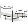 Cama Individual | Cama Para Adultos | Estructura De Cama Con Cabecero Y Estribo Metal Negro 107x203cm Cfw807221