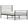 Cama Individual | Cama Para Adultos | Estructura De Cama Con Cabecero Y Estribo Metal Negro 107x203cm Cfw896676