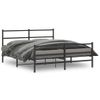 Cama Matrimonial | Cama Para Adultos | Estructura De Cama Con Cabecero Y Estribo Metal Negro 150x200cm Cfw917470