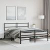 Cama Matrimonial | Cama Para Adultos | Estructura De Cama Con Cabecero Y Estribo Metal Negro 150x200cm Cfw917470