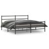 Cama Matrimonial | Cama Para Adultos | Estructura De Cama Con Cabecero Y Estribo Metal Negro 193x203cm Cfw376814