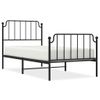 Cama Individual | Cama Para Adultos | Estructura De Cama Con Cabecero Y Estribo Metal Negro 90x190 Cm Cfw818401