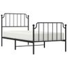 Cama Individual | Cama Para Adultos | Estructura De Cama Con Cabecero Y Estribo Metal Negro 90x190 Cm Cfw818401