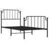 Cama Individual | Cama Para Adultos | Estructura De Cama Con Cabecero Y Estribo Metal Negro 90x190 Cm Cfw818401