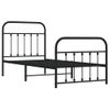 Cama Individual | Cama Para Adultos | Estructura De Cama Con Cabecero Y Estribo Metal Negro 90x190 Cm Cfw959841