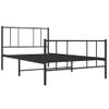 Cama Individual | Cama Para Adultos | Estructura De Cama Con Cabecero Y Estribo Metal Negro 90x200 Cm Cfw706164