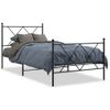 Cama Individual | Cama Para Adultos | Estructura De Cama Con Cabecero Y Estribo Metal Negro 90x200 Cm Cfw47737