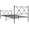 Cama Individual | Cama Para Adultos | Estructura De Cama Con Cabecero Y Estribo Metal Negro 90x200 Cm Cfw47737