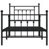 Cama Individual | Cama Para Adultos | Estructura De Cama Con Cabecero Y Estribo Metal Negro 90x200 Cm Cfw281060