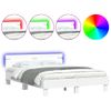 Cama Matrimonial | Cama Para Adultos | Estructura De Cama Con Cabecero Y Luces Led Blanco 140x200 Cm Cfw688150