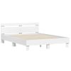 Cama Matrimonial | Cama Para Adultos | Estructura De Cama Con Cabecero Y Luces Led Blanco 140x200 Cm Cfw688150