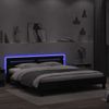 Cama Matrimonial | Cama Para Adultos | Estructura De Cama Con Cabecero Y Luces Led Negra 200x200 Cm Cfw583336