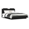 Cama Matrimonial | Cama Para Adultos | Estructura De Cama Con Cabecero Y Luces Led Negro 120x190 Cm Cfw610805