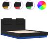 Cama Matrimonial | Cama Para Adultos | Estructura De Cama Con Cabecero Y Luces Led Negro 120x190 Cm Cfw610805