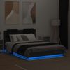 Cama Matrimonial | Cama Para Adultos | Estructura De Cama Con Cabecero Y Luces Led Negro 135x190 Cm Cfw387343