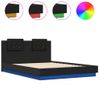 Cama Matrimonial | Cama Para Adultos | Estructura De Cama Con Cabecero Y Luces Led Negro 140x200 Cm Cfw523827