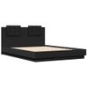 Cama Matrimonial | Cama Para Adultos | Estructura De Cama Con Cabecero Y Luces Led Negro 140x200 Cm Cfw523827