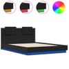 Cama Matrimonial | Cama Para Adultos | Estructura De Cama Con Cabecero Y Luces Led Negro 150x200 Cm Cfw320464