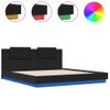 Cama Matrimonial | Cama Para Adultos | Estructura De Cama Con Cabecero Y Luces Led Negro 200x200 Cm Cfw680800