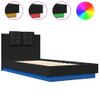 Cama Para Adulto | Cama Individual | Estructura De Cama Con Cabecero Y Luces Led Negro 75x190 Cm Cfw170385