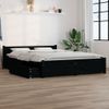 Cama Matrimonial | Cama Para Adultos | Estructura De Cama Con Cajones Doble Negro 135x190 Cm Cfw309125