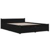 Cama Matrimonial | Cama Para Adultos | Estructura De Cama Con Cajones Doble Negro 135x190 Cm Cfw309125