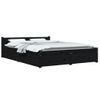 Cama Matrimonial | Cama Para Adultos | Estructura De Cama Con Cajones Negro King Size 150x200 Cm Cfw626585