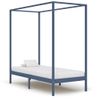 Cama Individual | Cama Para Adultos | Estructura De Cama Con Dosel Madera Maciza Pino Gris 90x200 Cm Cfw556705