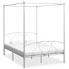 Cama Matrimonial | Cama Para Adultos | Estructura De Cama Con Dosel Metal Blanco 140x200 Cm Cfw575319