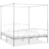 Cama Matrimonial | Cama Para Adultos | Estructura De Cama Con Dosel Metal Blanco 180x200 Cm Cfw185624