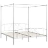 Cama Matrimonial | Cama Para Adultos | Estructura De Cama Con Dosel Metal Blanco 180x200 Cm Cfw185624