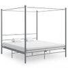 Cama Matrimonial | Cama Para Adultos | Estructura De Cama Con Dosel Metal Gris 180x200 Cm Cfw870853