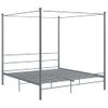 Cama Matrimonial | Cama Para Adultos | Estructura De Cama Con Dosel Metal Gris 180x200 Cm Cfw870853