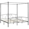 Cama Matrimonial | Cama Para Adultos | Estructura De Cama Con Dosel Metal Gris 200x200 Cm Cfw365992