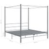 Cama Matrimonial | Cama Para Adultos | Estructura De Cama Con Dosel Metal Gris 200x200 Cm Cfw327644