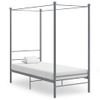 Cama Individual | Cama Para Adultos | Estructura De Cama Con Dosel Metal Gris 90x200 Cm Cfw496836