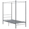 Cama Individual | Cama Para Adultos | Estructura De Cama Con Dosel Metal Gris 90x200 Cm Cfw496836